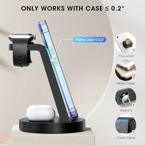 3-in-1 kabelloses Ladegerät mit Telefon, Uhr und Kopfhörer