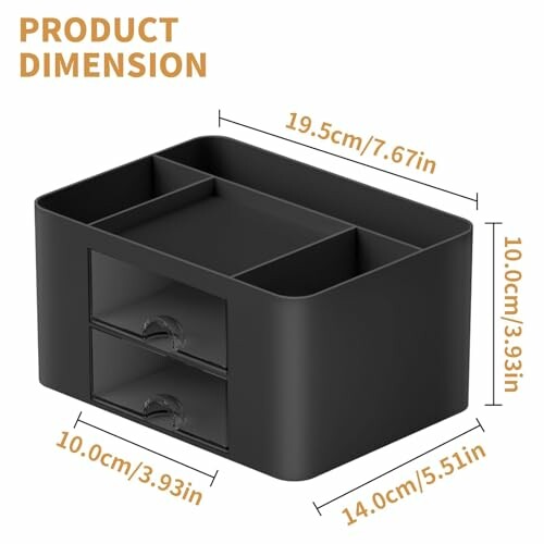 Schwarzer Schreibtisch-Organizer mit Abmessungen