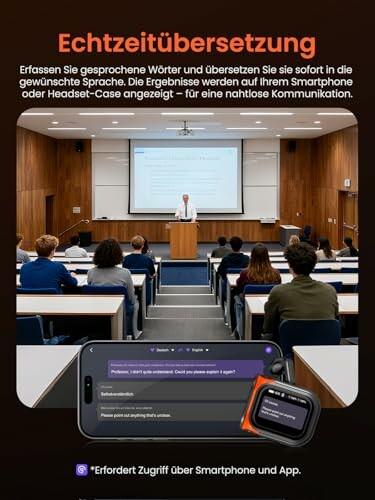 Präsentation über Echtzeitübersetzungs-App im Hörsaal.