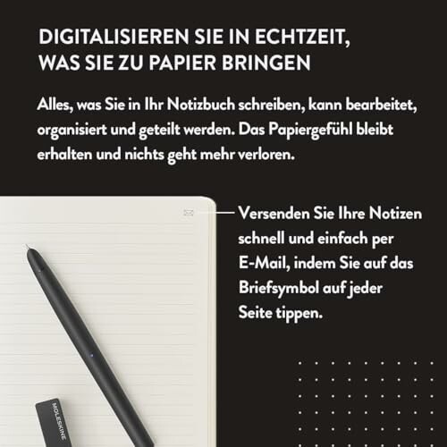 Werbung für digitales Notizbuch mit Stift und Papier