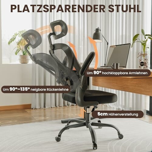 Ergonomischer Bürostuhl mit verstellbaren Armlehnen und Rückenlehne