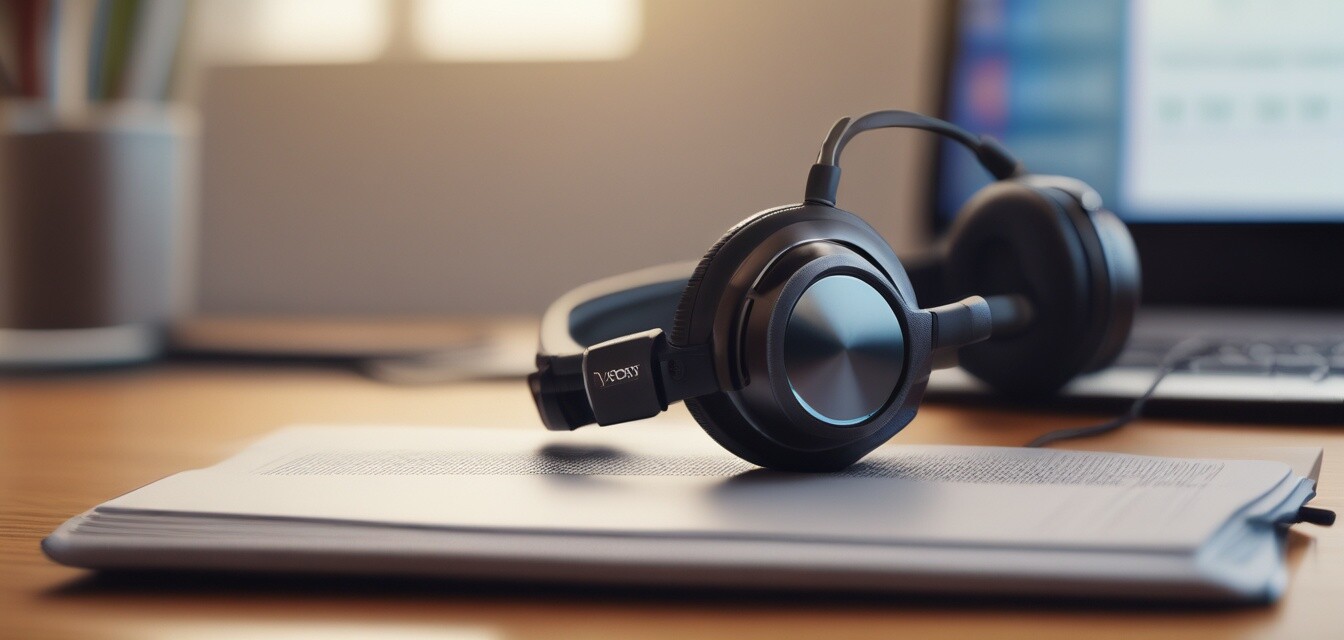 Bluetooth Kopfhörer auf einem Schreibtisch