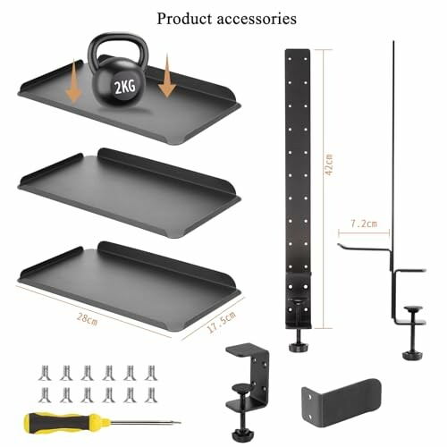 Zubehör für Monitorständer, einschließlich Regale, Klemmen und Schrauben
