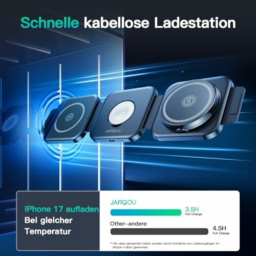 Schnelle kabellose Ladestation mit drei Ladepads.
