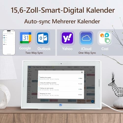 Digitaler Kalender mit Synchronisationsoptionen