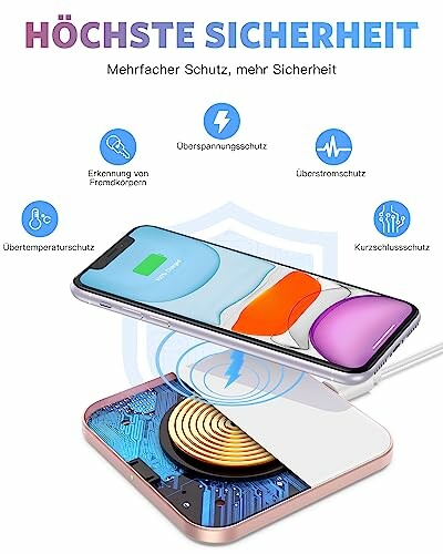 Kabelloses Ladegerät mit Sicherheitsschutzfunktionen.