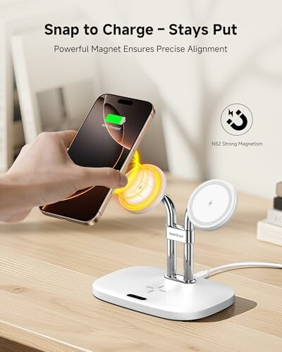 Kabelloses Ladegerät mit Magnet für präzises Ausrichten.